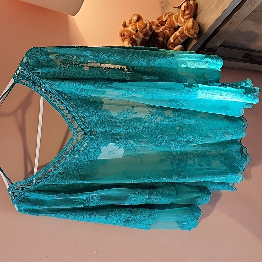 Umgee Turquoise Lace Cover-up - Picture 4 of 7
